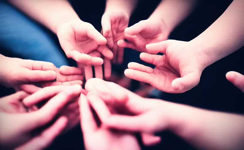 Image similar to photograph of hands lots of hands, one point perspective, 1-point perspective, tilt shift, sigma 85mm f/1.4, 4k, depth of field, high resolution, 4k, 8k, hd, full color