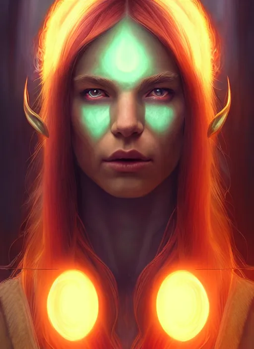 Prompt: full face epic portrait, forest elf with glowing eyes, elden ring, matte painting concept art, midjourney, beautifully backlit, swirly vibrant color lines, majestic, cinematic aesthetic, smooth, intricate, 8 k, by ilya kuvshinov, artgerm, darius zawadzki and zdizslaw beksinski