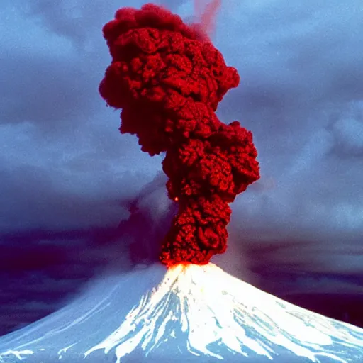 Prompt: A volcano spewing skulls