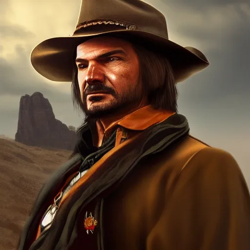 Image similar to Dr. Phil as John Marston, hyperdetailed, artstation, cgsociety, 8k