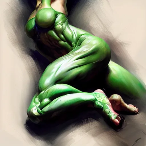 Image similar to muscular tatsumaki by daniel gerhartz, detailed, digital art, trending on artstation