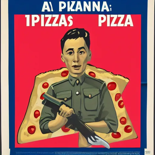 Image similar to A propaganda poster for bananas on pizza