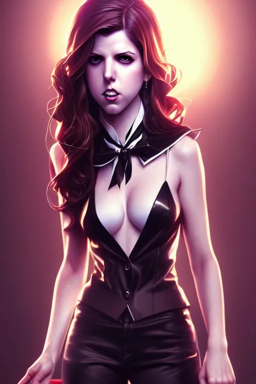 Image similar to ultra realistic, beautiful Anna Kendrick Zatanna DC Comics, modern anime, fantasy, eerie, intricate details, atmospheric, elegant, super highly detailed, professional digital painting, artstation, concept art, 8k, art by artgerm and eiichiro oda and koyoharu gotouge