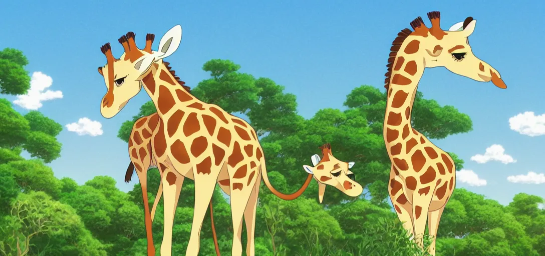 Prompt: studio ghibli baby giraffe, digital art, very detailed, high quality