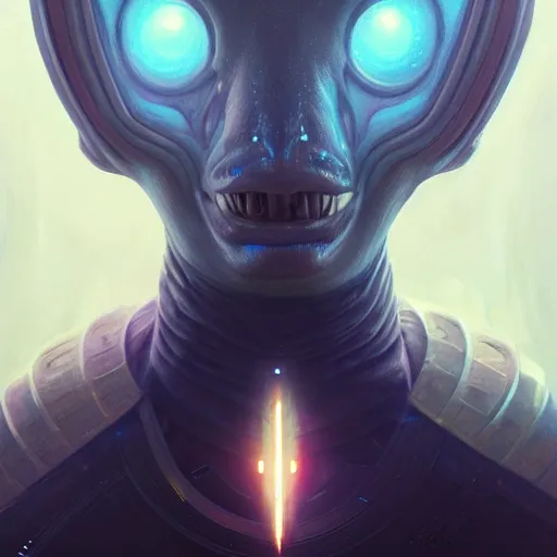 Image similar to highly detailed portrait from a male alien, extraterrestrial, aquatic, stephen bliss, unreal engine, fantasy art by greg rutkowski, loish, rhads, ferdinand knab, makoto shinkai and lois van baarle, ilya kuvshinov, rossdraws, tom bagshaw, global illumination, radiant light, detailed and intricate environment