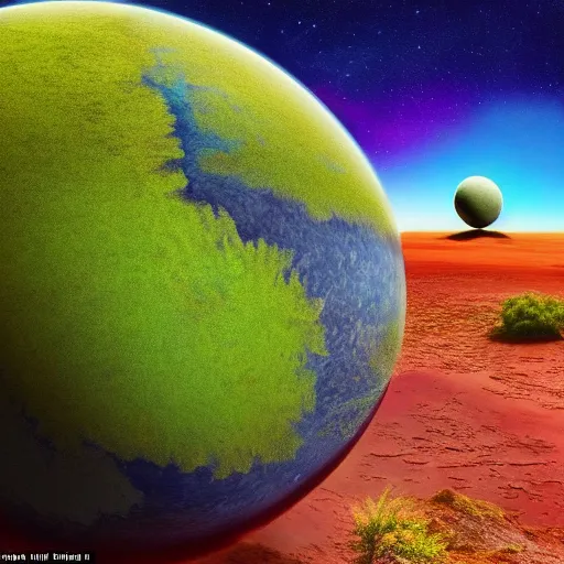 Image similar to award-winning photo of an alien planet, with lush plant and animal life. Detailed, colorful, depth of field