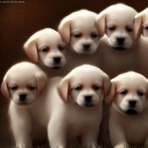 Prompt: a bunch of puppies, cute, photorealistic