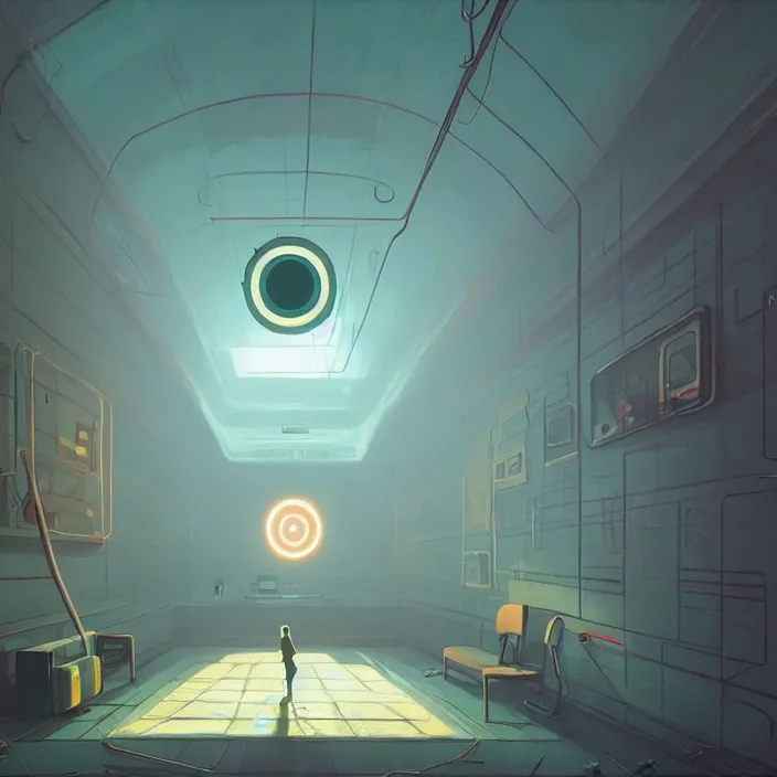 Prompt: inside a room eye of providence Lain uwu Luminism Tomas Sanchez surrealism Simon Stålenhag