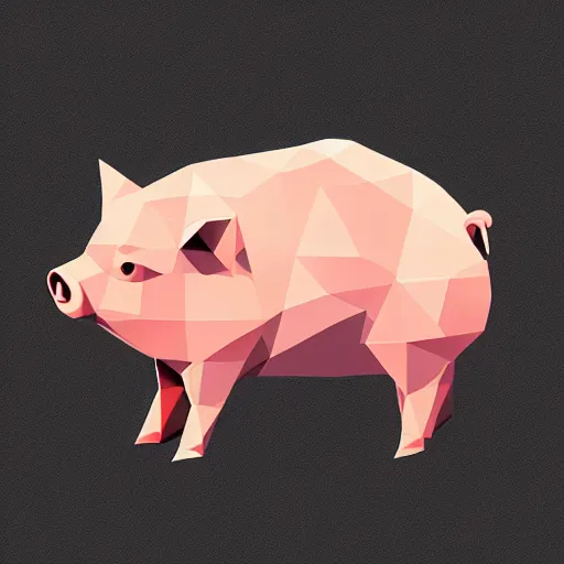 Image similar to low poly pig, isometric view, blank background