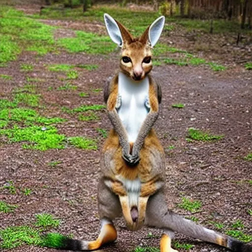 Image similar to a kangaroo - cat - hybrid, animal photography