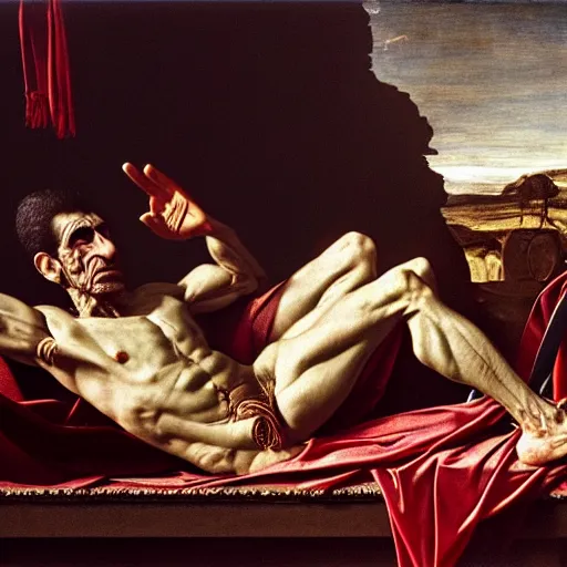 Prompt: The Shah of Iran with translucent skin, visible muscles and veins and arteries and bones and spine and nerves, beautiful detailed intricate insanely detailed octane render, 8K artistic photography, photorealistic, chiaroscuro, by David Cronenberg, Raphael, Caravaggio