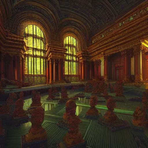 Image similar to Photorealistic ethereal dream palace in the style of Michael Whelan and Gustave Dore. Hyperdetailed photorealism, 108 megapixels, amazing depth, glowing rich colors, powerful imagery, psychedelic Overtones, 3D finalrender, 3d shading, cinematic lighting, artstation concept art