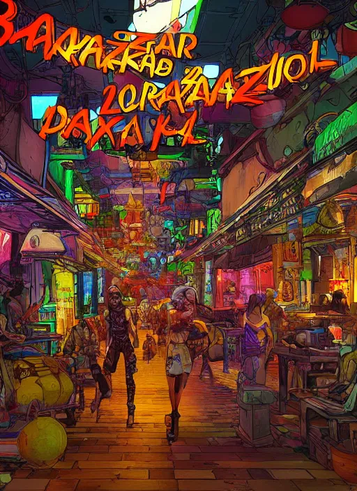 Image similar to bazaar zouk oriantal full color sky shine place mosquet painting digital illustration hdr stylized digital illustration video game icon global illumination ray tracing advanced technology that looks like it is from borderlands and by feng zhu and loish and laurie greasley, victo ngai, andreas rocha, john harris