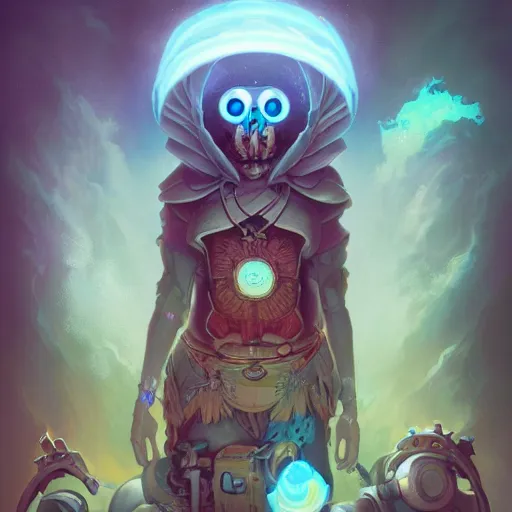 Prompt: Soul Vape, human Owl Alchemist, graphic illustrated poster, by Peter Mohrbacher, trending on artstation, by Ross Tran