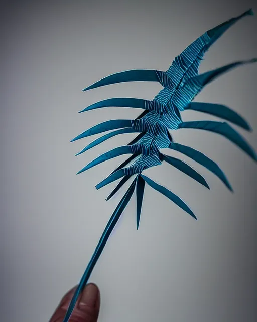 Image similar to an origami a palm tree by akira yoshizawa, realistic, very detailed, complex, intricate, studio lighting, bokeh, sigma 5 0 mm f 1. 4