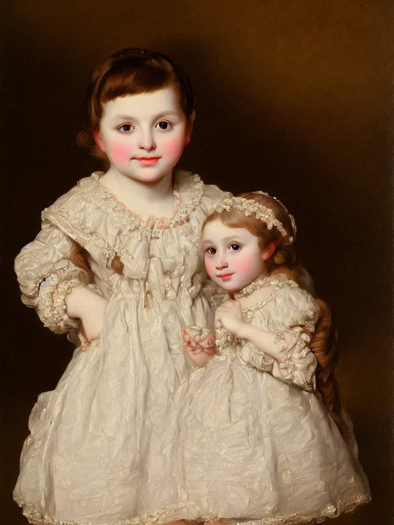 Image similar to portrait of a german toddler princess, circa 1 8 3 7, by carl joseph begas, highly detailed, beautiful, oil on canvas, 1 8 3 0 s style painting, romanticism