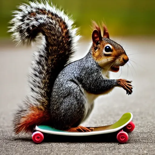 Image similar to a photo of a squirrel on a skateboard