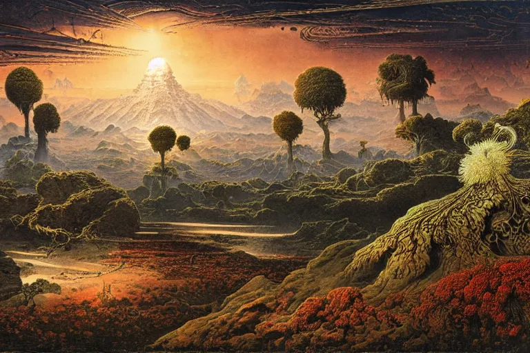 Image similar to landscape by ernst haeckel, david a. hardy, oyama kojima, phil koch, annie leibovitz, benoit mandelbrot, dan mumford, bruce pennington, mimmo rotella