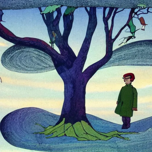 Image similar to a large tree rooted in a crystal planet floating in space, by exupery, the little prince