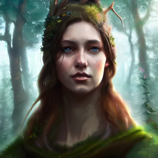 a pretty female druid surrounded by forest animals, | Stable Diffusion ...