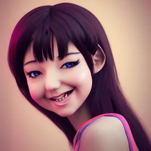 Prompt: happy girl, 3 d art, blender, realistic, by digital artist, by sakimichan, style anime