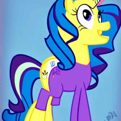 Image similar to Rarity from My Little Pony: Friendship is Magic drawn in the style of The Simpsons