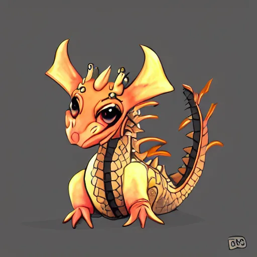Prompt: a cute dragon, trending on art station