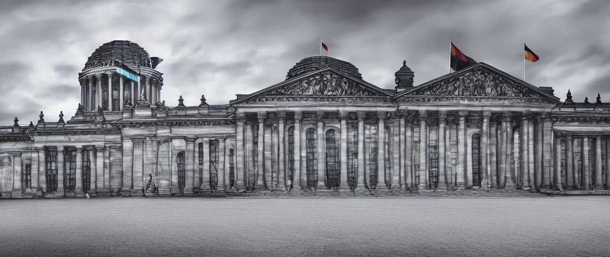 Image similar to dystopian reichstag Germany, futuristic digital painting