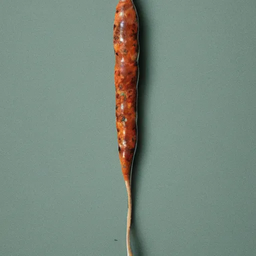 Image similar to a small turquoise sausage - shaped creature with two elongated stick - like heads from the front of its body