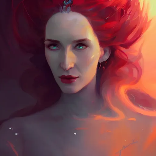 Prompt: a beautiful portrait of a beautiful melisandre, concept art by pete mohrbacher and guweiz and ilya kuvshinov, digital art, highly detailed, intricate, sharp focus, trending on artstation hq, deviantart, unreal engine 5, 4 k uhd image