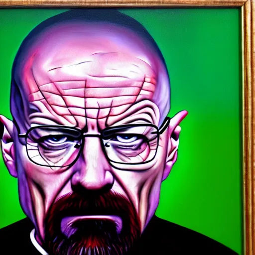 Image similar to Walter White seething with rage, angry, ticked off, mad, oil painting