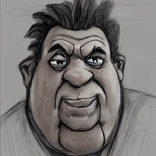 Image similar to fantasy art sketch of fred flintstone as an old curmudgeon