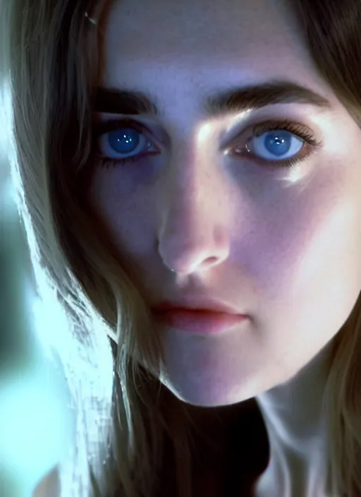 Prompt: layered film still of a slender 18 year old Madeline Zima looking at the camera from the side while looking at you with stunning eyes in a mirror maze reality . dark shadows under her tired eyes. soft detailed film still at 16K resolution and amazingly epic visuals. epically beautiful image. amazing lighting effect, image looks gorgeously crisp as far as it's visual fidelity goes, absolutely outstanding image. perfect film clarity. ultra image detail. iridescent image lighting. mind-breaking atmosphere. mega-beautiful pencil image shadowing. beautifully serene face. Ultra High Definition image. soft image shading. soft image texture. intensely beautiful image.
