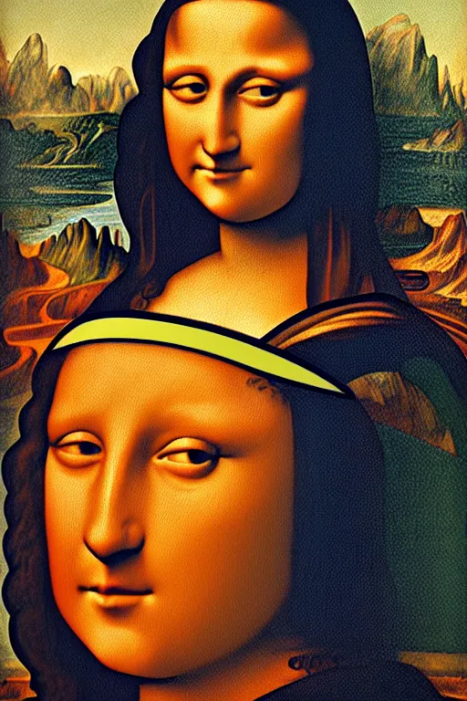 Image similar to cubist mona lisa cutout digital illustration cartoon colorful beeple