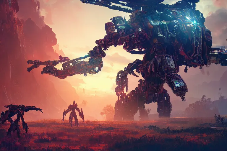 Image similar to ravager machine mecanical creature robot of horizon forbidden west horizon zero dawn bioluminiscence global illumination ray tracing hdr fanart arstation by ian pesty and alena aenami artworks in 4 k