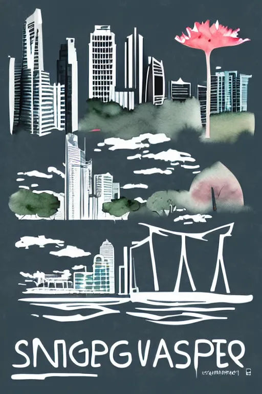 Prompt: minimalist watercolor art of singapur, illustration, vector art