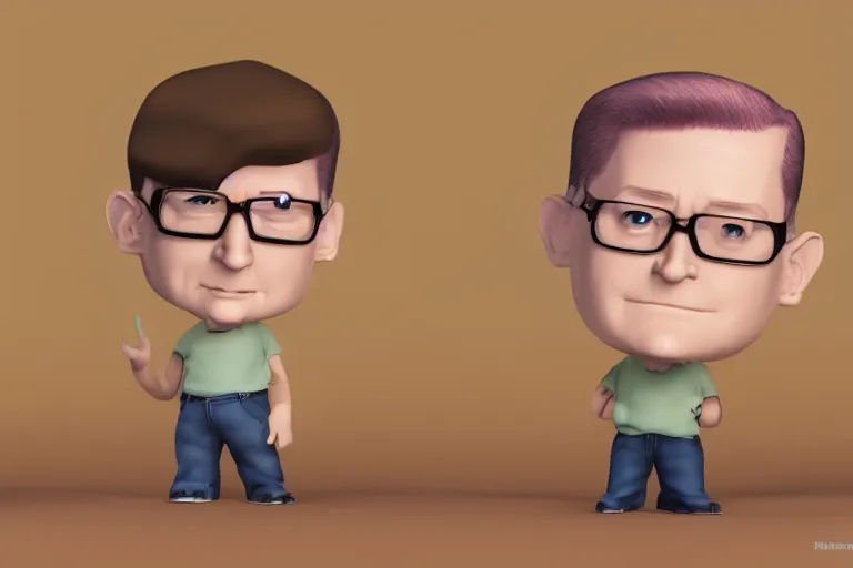 Image similar to hank hill chibi, photorealistic 3 d render