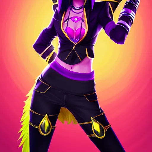 Prompt: K/DA Akali, Riot Games, League of Legends, by Marie Magny