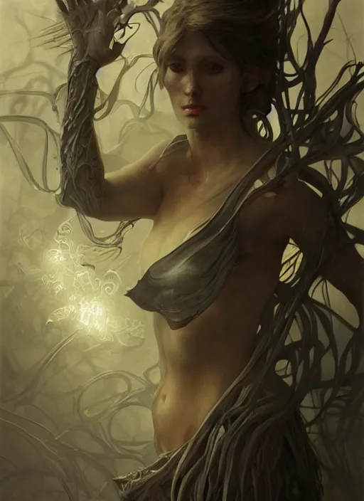 Image similar to fae defender, physically accurate, moody dynamic lighting, very very intricate, very very elegant, highly detailed, digital painting, artstation, HR GIGER, Hieronymus Bosch, Francis Bacon, concept art, smooth, very beautiful, sharp focus, illustration, art by artgerm and greg rutkowski and alphonse mucha