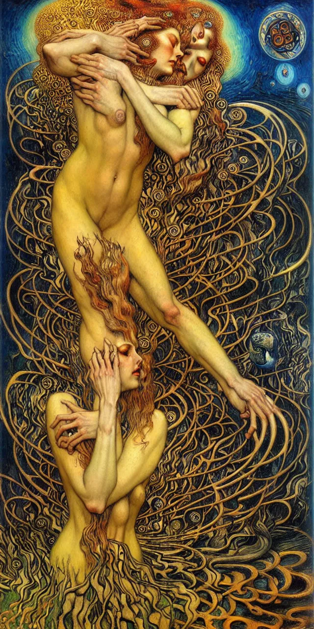 Image similar to Divine Chaos Engine by Karol Bak, Jean Delville, William Blake, Gustav Klimt, and Vincent Van Gogh, symbolist, visionary