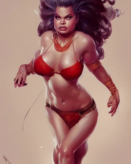 Prompt: full body portrait of Trisha Paytas by Stanley Artgerm Lau, WLOP, Rossdraws, frank frazetta, Andrei Riabovitchev, Marc Simonetti, tranding on artstation