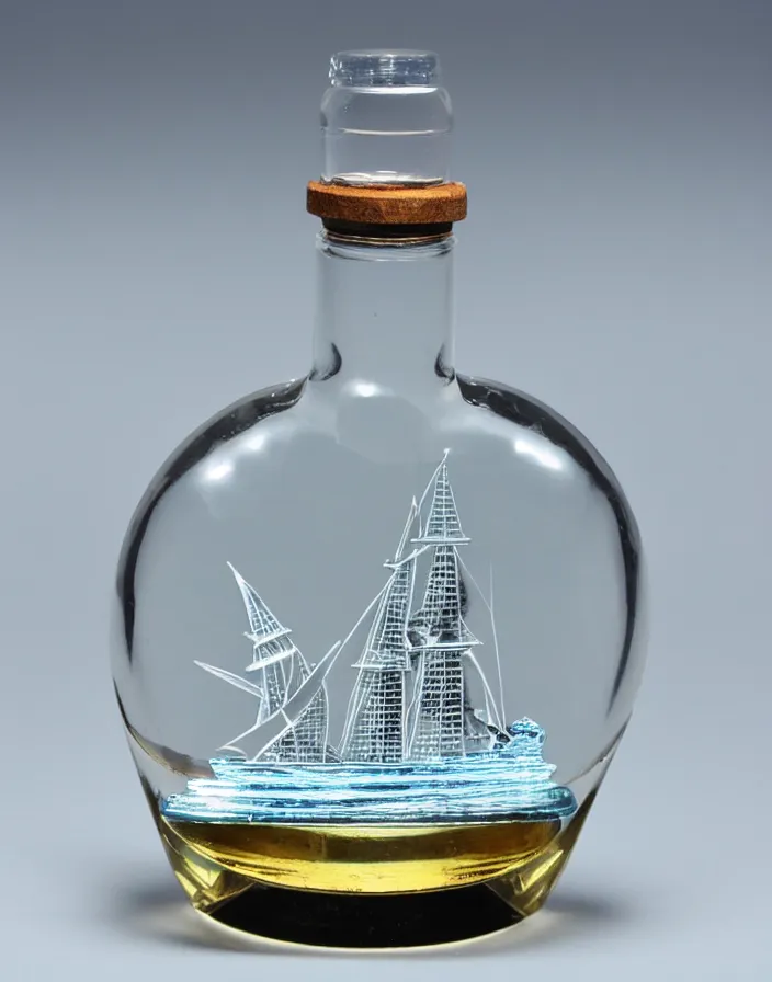 Image similar to crystal bottle with ship inside