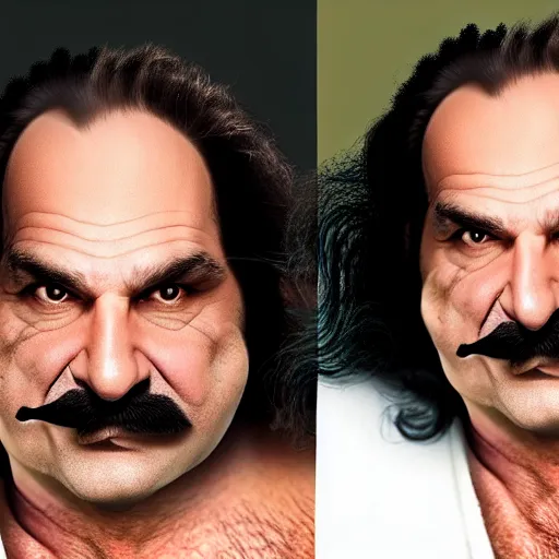 Image similar to Hansi Hinterseer and Ron Jeremy face morph, close up, ultra detailed, 4K