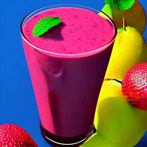 Image similar to : fruit smoothie logo hyper - realistic, detailed, render by c 4 d octane, unreal engine, 8 k 3 d render