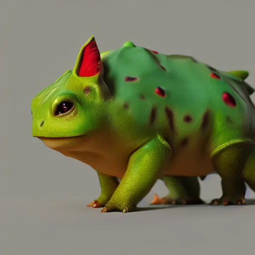 Prompt: photography of a realistic bulbasaur animal, ultra detailed, 8 k, cinematic lighting, natural background, trending on artstation, pokemon