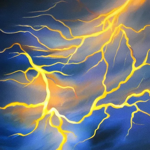 Image similar to airbrush painting of a blue storm clouds with lightning, at the centre of the painting is Jesus crown of thorns, highly detailed and dramatic lighting, smooth texture and clean details