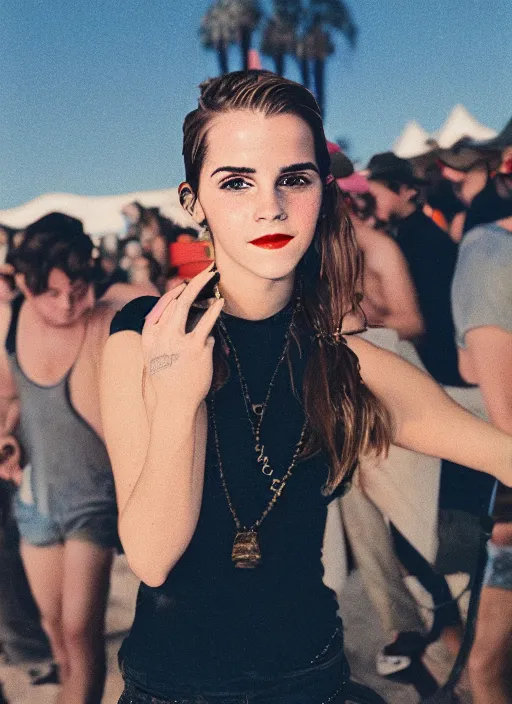 Image similar to Retro color photography portrait of Emma Watson at Cochella 2019