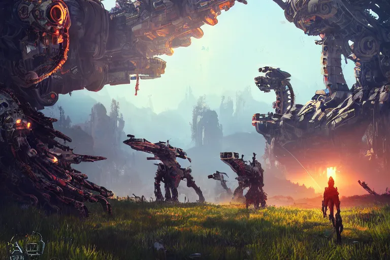 Image similar to stalker machine mecanical creature robot of horizon forbidden west horizon zero dawn bioluminiscence global illumination ray tracing hdr fanart arstation by ian pesty and alena aenami artworks in 4 k