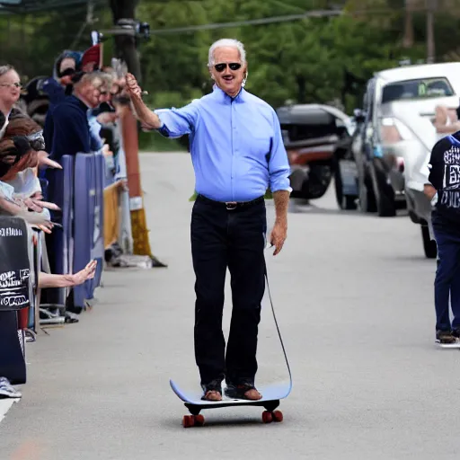 Prompt: joe biden riding a skateboard