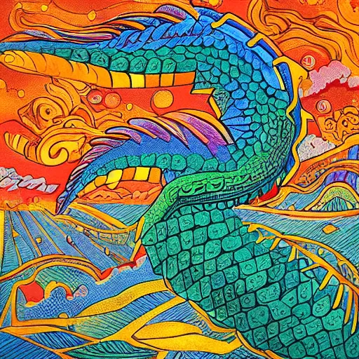 Image similar to quetzalcoatl creating the universe by par olofsson